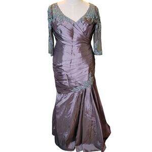 NWT Women's Formal Gown Silver Dress Wedding Party Bridesmaid MOTB